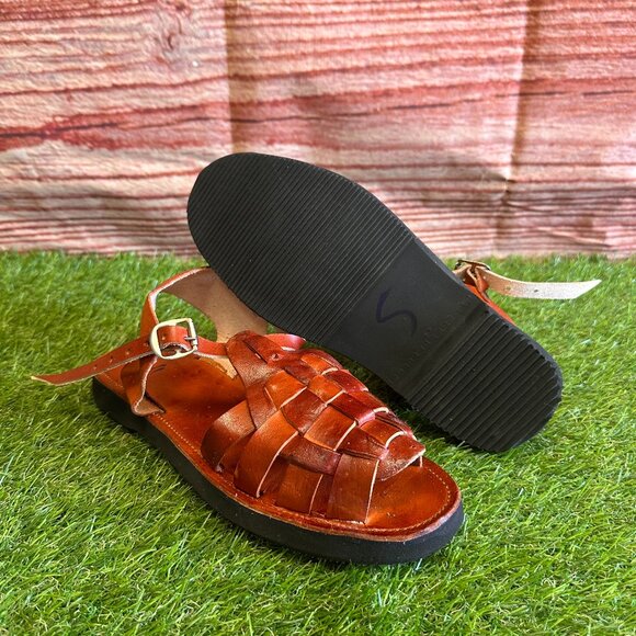 Men's Mexican Comfortable Huaraches Genuine Brown Leather Handmade in Mexico - Picture 1 of 7